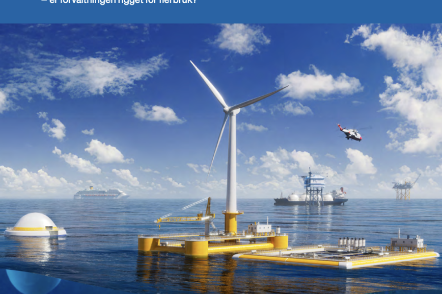 Forsiden av rapporten viser en rekke ulike næringer ute til havs 