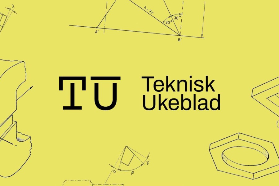 Logo for Teknisk Ukeblad med tekniske tegninger i bakgrunnen. 