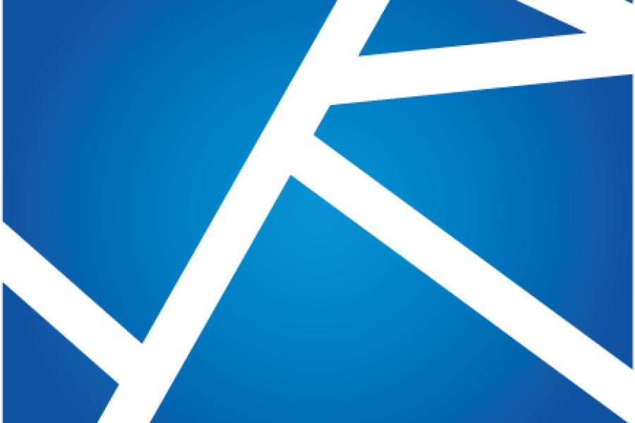 Symbol for Norsk Petroleumsforening, bestående av et blått kvadrat med svarte diagonale og horisontale linjer som danner et stilisert mønster.