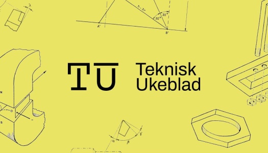 Logo for Teknisk Ukeblad med tekniske tegninger i bakgrunnen. 