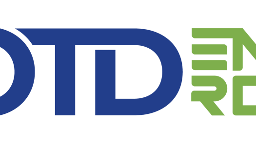 Logo for OTD Energy med teksten «OTD» i mørk blå og «Energy» i grønt. Fargene symboliserer samspillet mellom tradisjonell energi og bærekraftig utvikling.