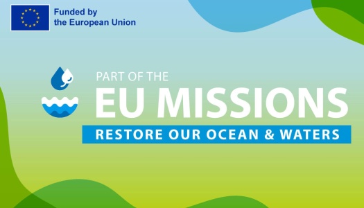 Logo for EU-prosjektet Restore Our Ocean & Waters, en del av EU Missions, finansiert av Den europeiske unionen.