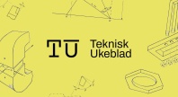 Logo for Teknisk Ukeblad med tekniske tegninger i bakgrunnen. 