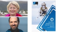 Kollasj med to portretter og en rapportforside: en kvinne som smiler, en mann med skjegg, og en NATO-rapport med bilde av en soldat i vinteruniform.