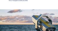 Forsiden av rapporten Sustainable Blue Economy in the Norwegian Arctic – Part 2: Foresight for 2030 and 2050, med bilde av en kikkert vendt ut mot havet.