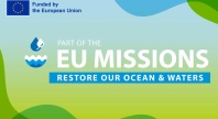 Logo for EU-prosjektet Restore Our Ocean & Waters, en del av EU Missions, finansiert av Den europeiske unionen.